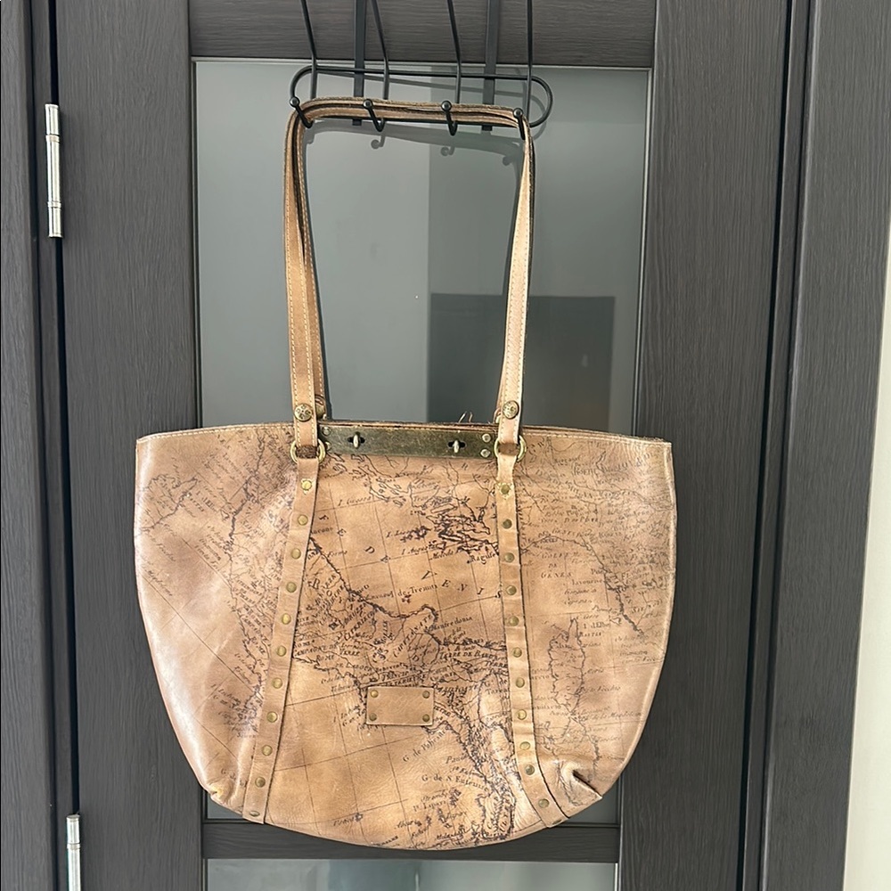 Vintage Patricia Nash Map Print Tan Tote Bag
